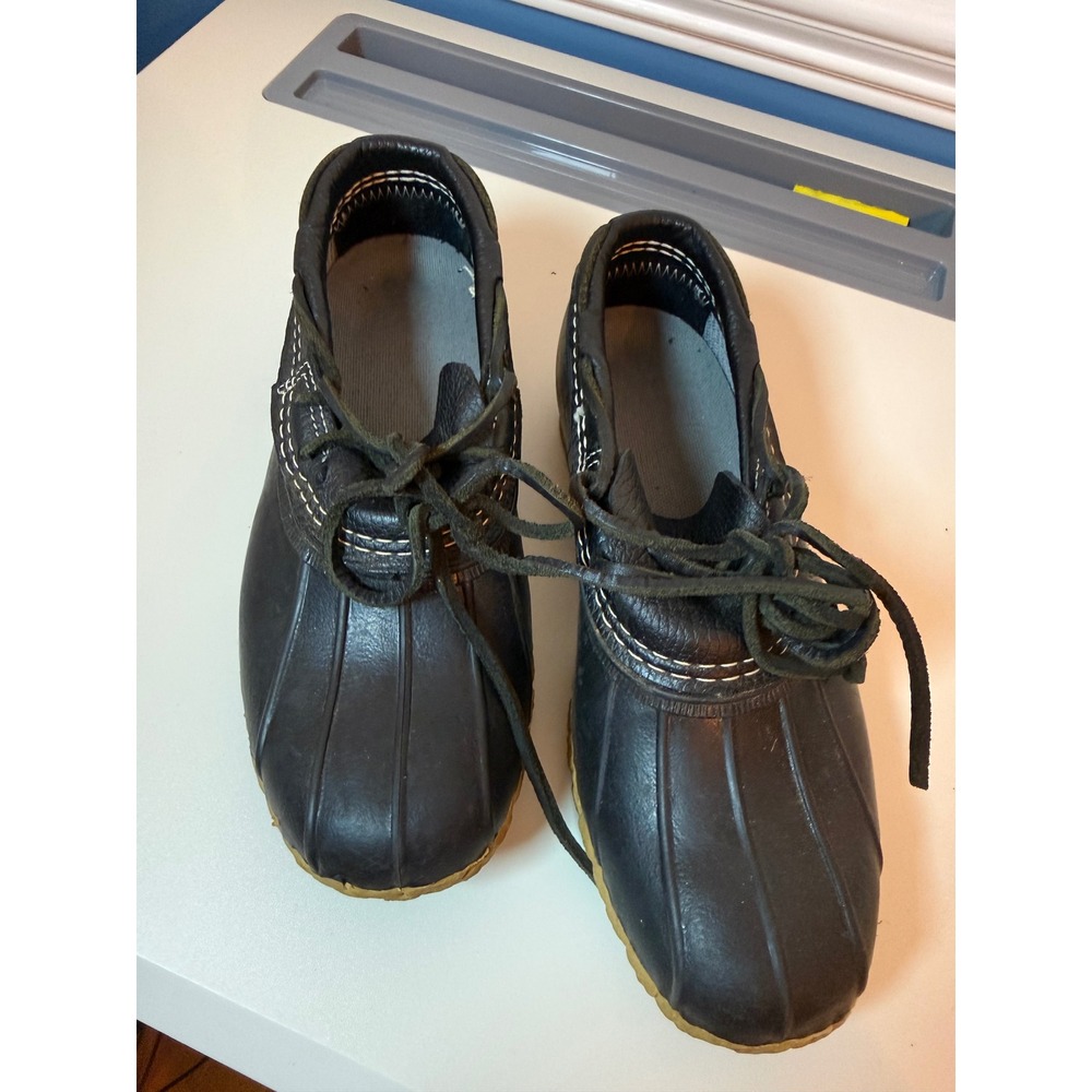 LL Bean Rubber Moc Bean Boots Womens 6 Black Waterproof Hunting Shoes 504456
